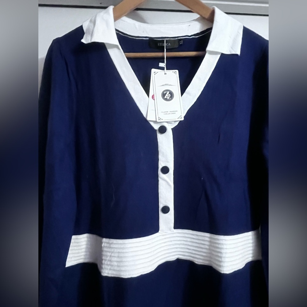 NWT ZESICA Long Sleeve V Neck Sweater Dress Sz XL Women - Picture 2 of 9